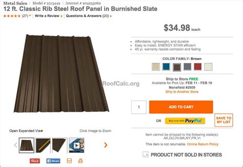 steel roof panels price list